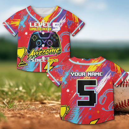 Additional front detail of the abstract gamer baseball jersey