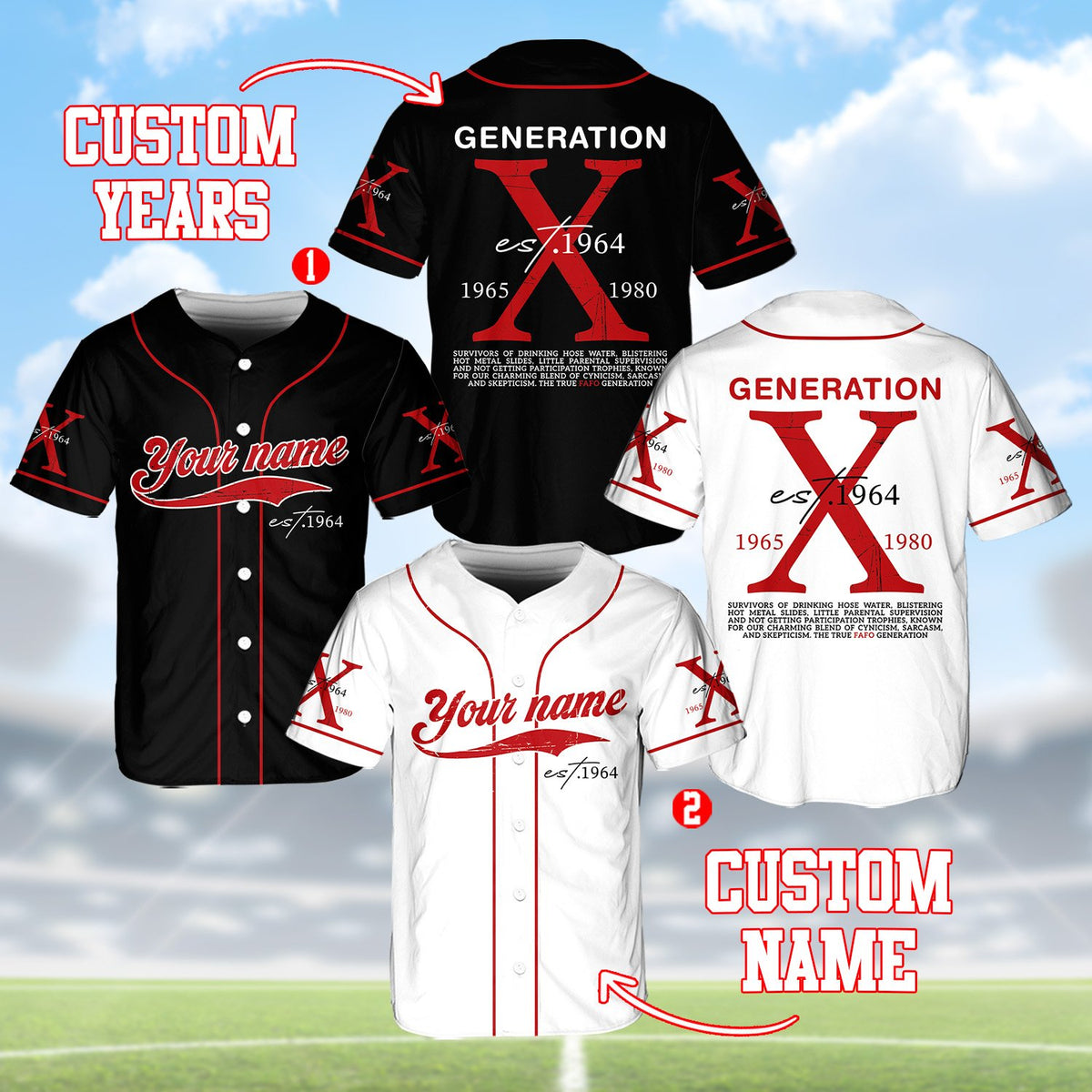 Close up detail of black custom baseball jersey front
