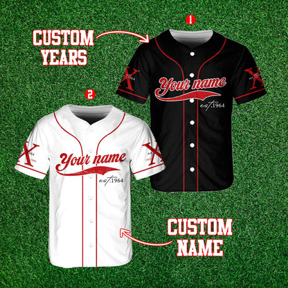 Back view of white generation x baseball jersey