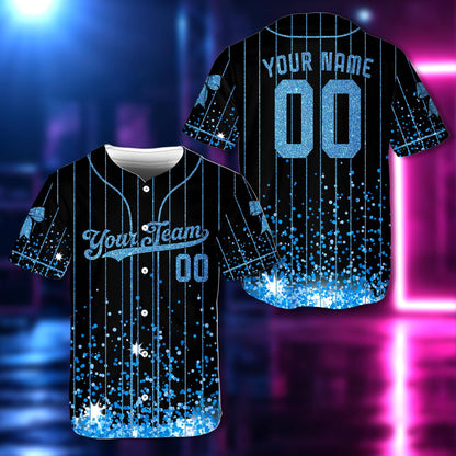 Glitter baseball jersey with custom name and number, main view