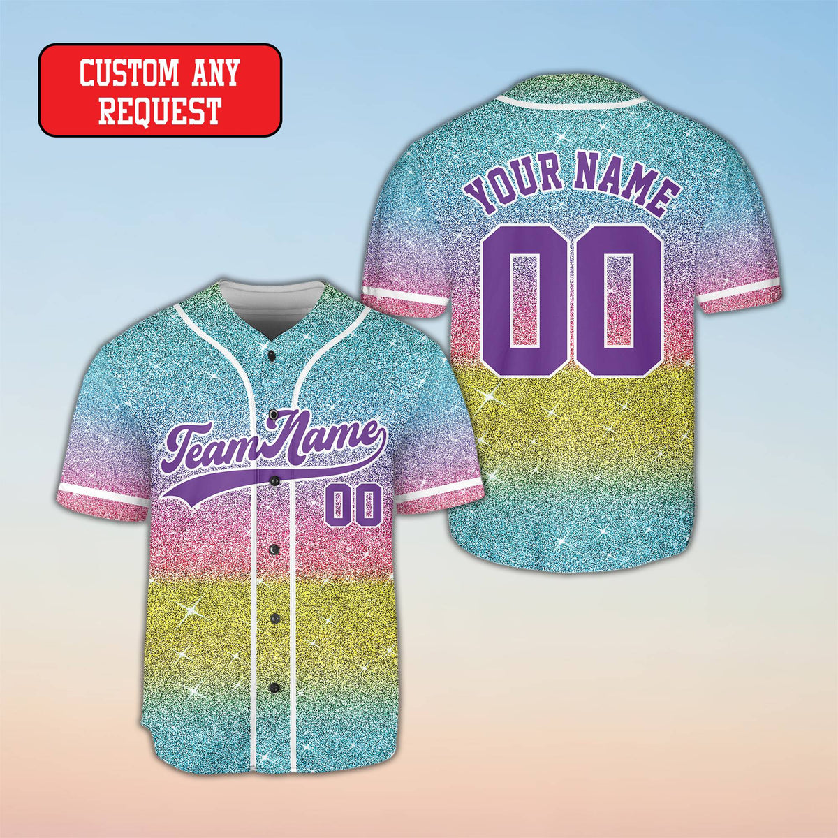 Detailed view of the custom name and number baseball jersey front