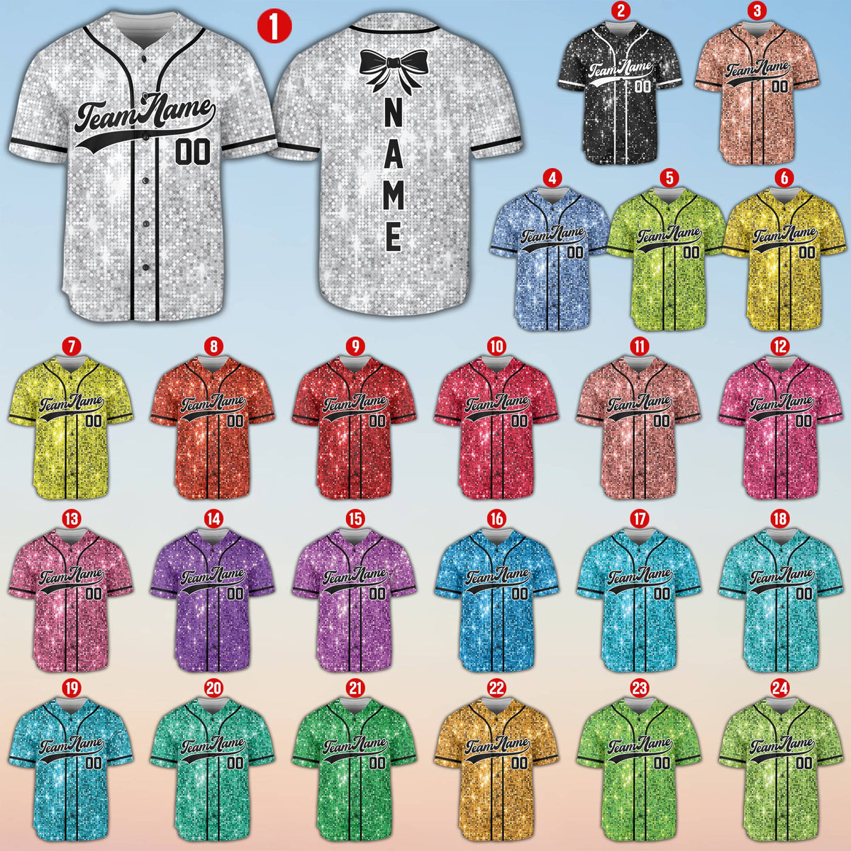 Multicolor personalized baseball jersey front view