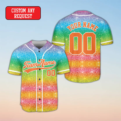 Abstract gradient sparkle custom baseball jersey detail