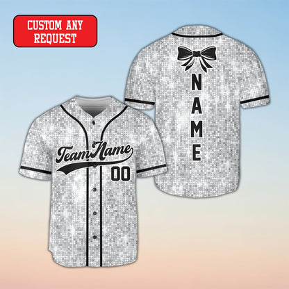 Faux glitter baseball jersey main view in white