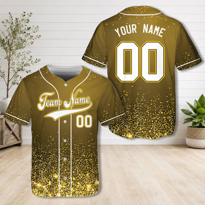 Yellow glitter baseball jersey front view