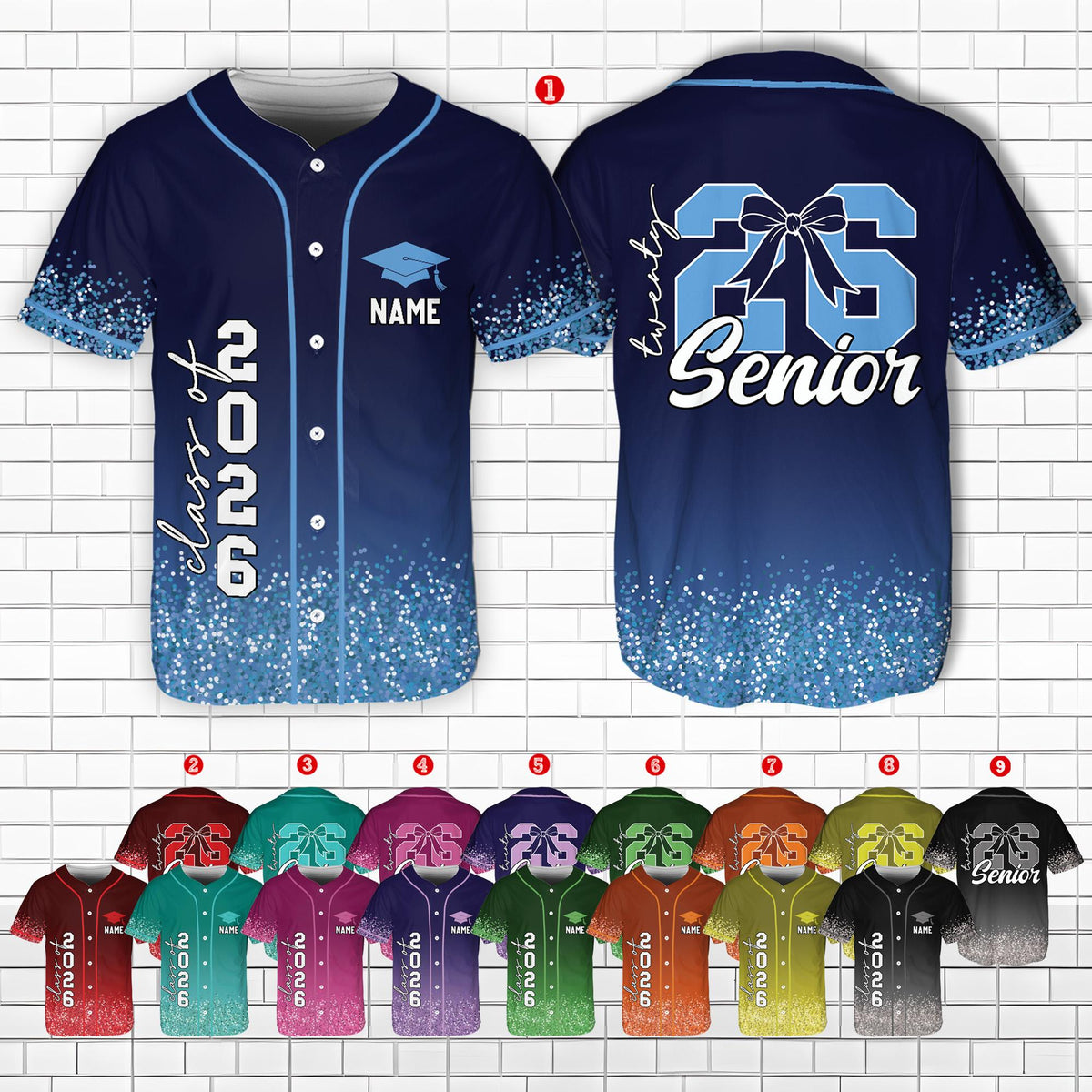 Additional front view of the custom abstract baseball jersey