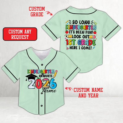 Personalized green graduation baseball jersey with custom name
