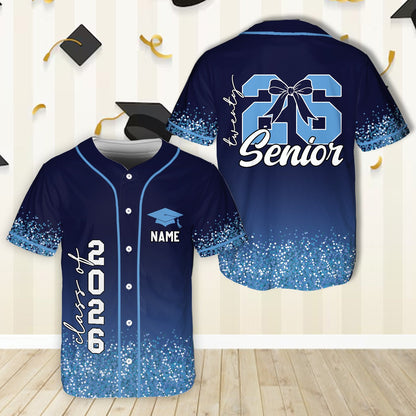 Navy graduation baseball jersey front angle view