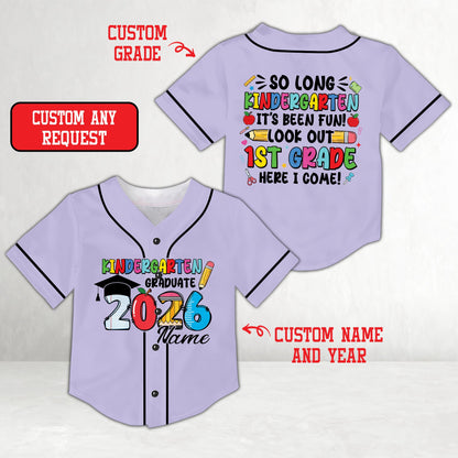 Personalized purple graduation baseball jersey with custom name