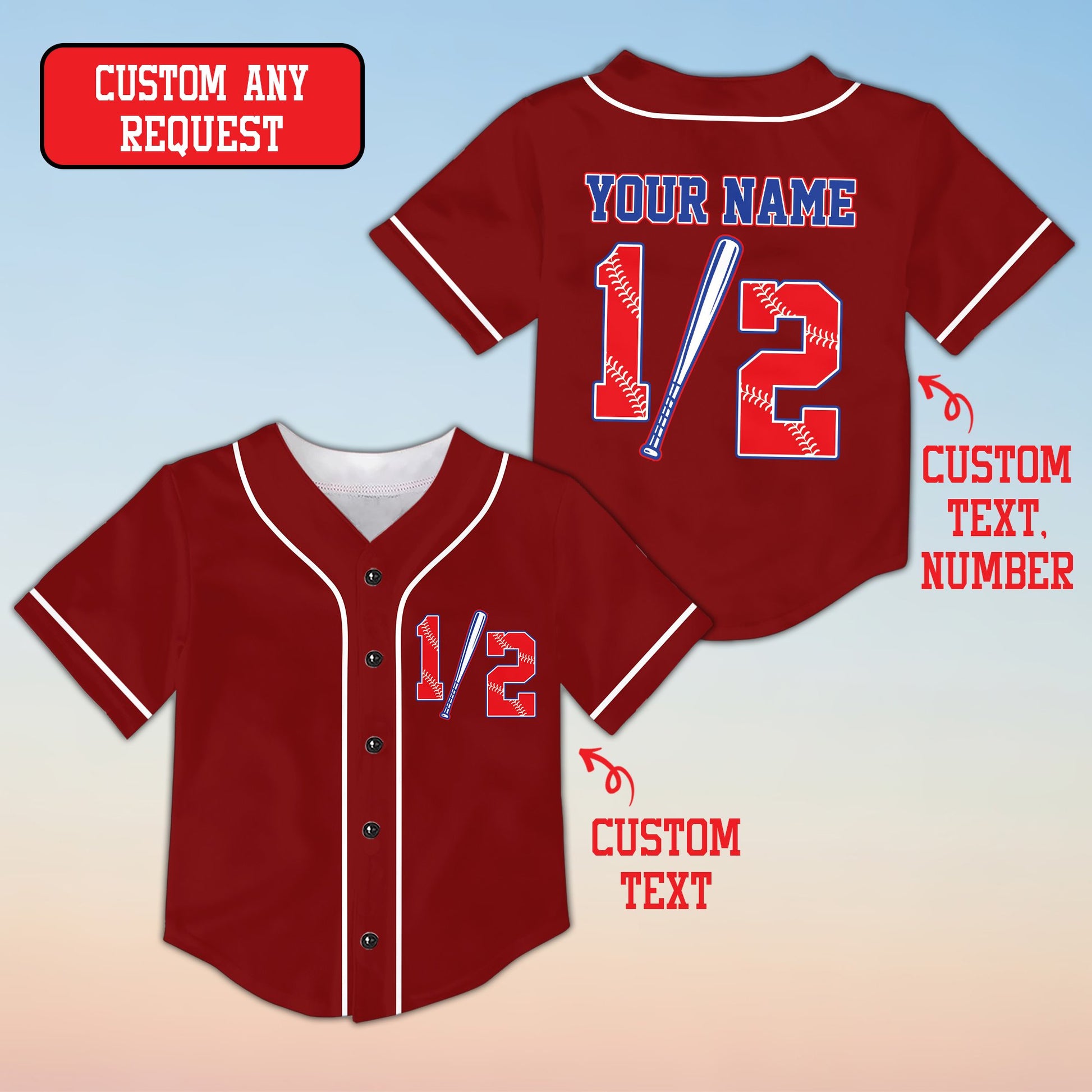 Maroon half birthday jersey variation