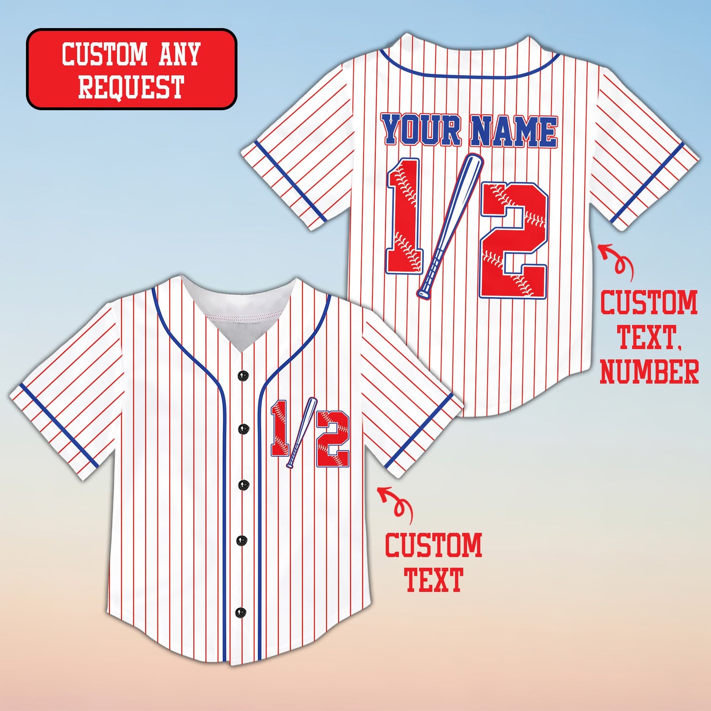 Another angle of the personalized baseball jersey shirts