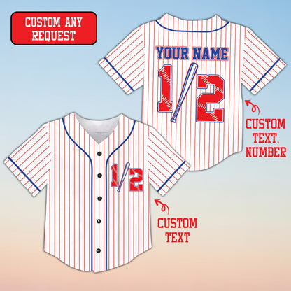 Another angle of the personalized baseball jersey shirts