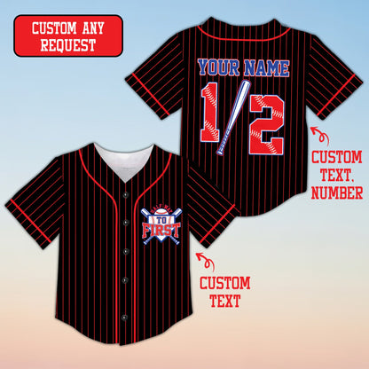 Personalized black baseball jersey with custom name and number, front view variation 7