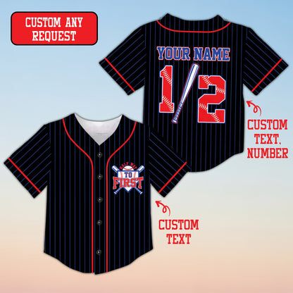 Personalized black baseball jersey with custom name and number, front view variation 8