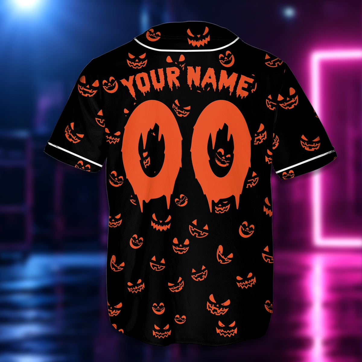 Back view of the custom baseball jersey displaying the personalized name and number