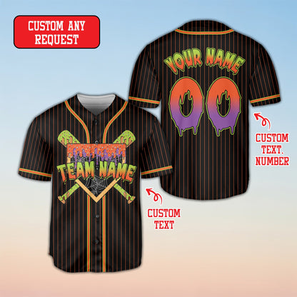 Black custom baseball jersey front view