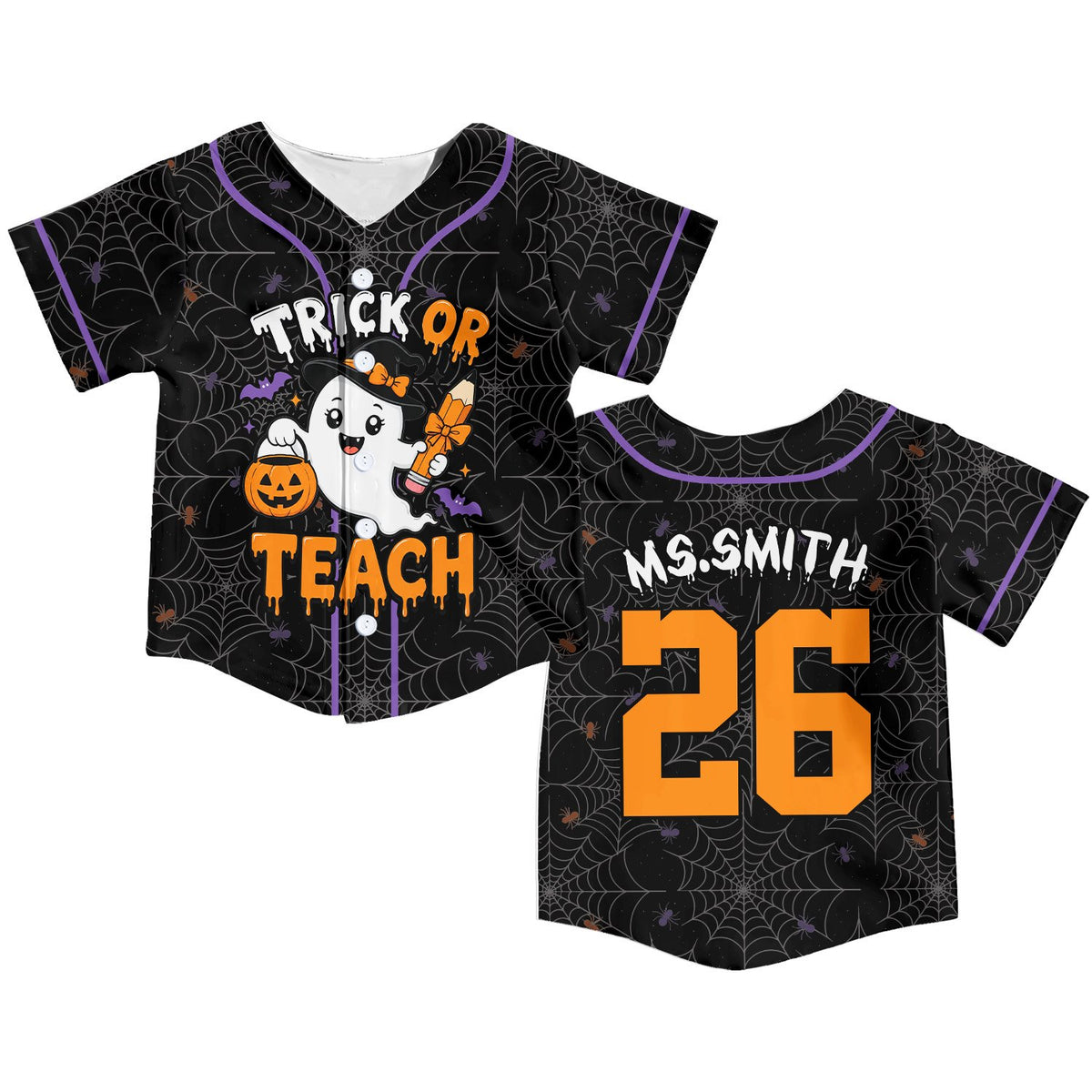 Black baseball jersey custom name front view