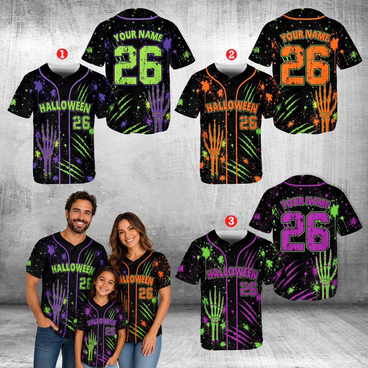Front view of black personalized baseball jersey with abstract design