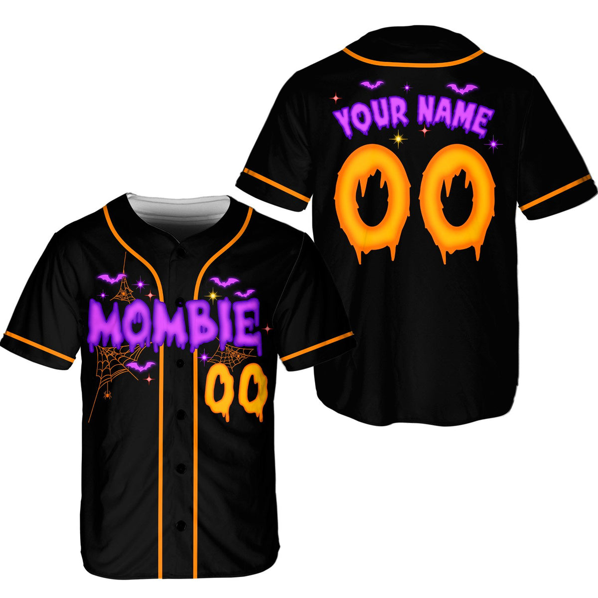 Personalized halloween baseball jersey with custom name and number, main view