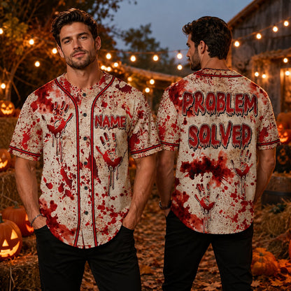 Second lifestyle view featuring the custom name and number Halloween baseball jersey
