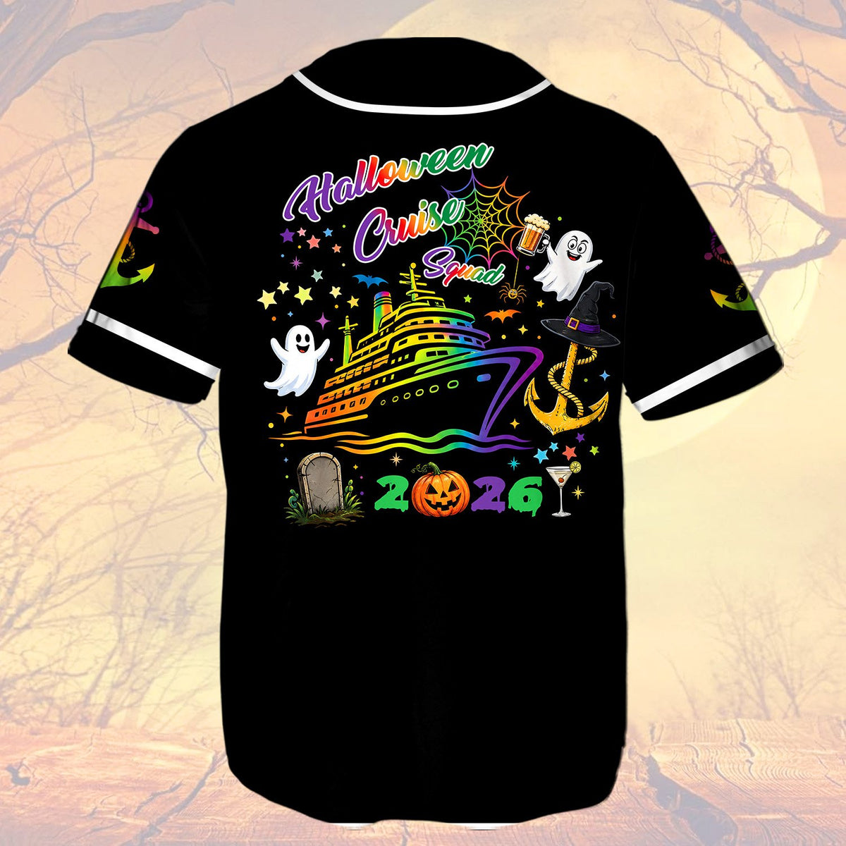 Another back view showing the cruise ship and ghosts design