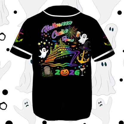 Back view showing the rainbow cruise ship and halloween design