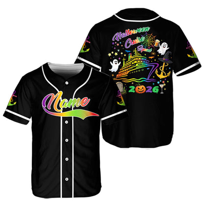 Detailed front view of the personalized black baseball jersey