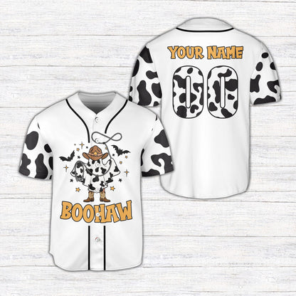 Alternate front view of the white personalized ghost baseball jersey