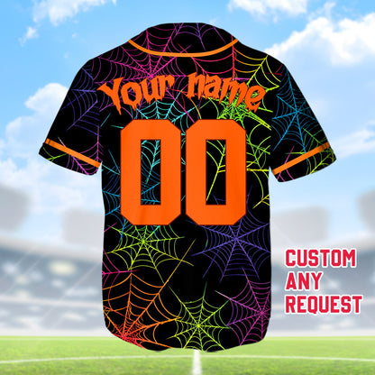Back view of the Halloween baseball jersey showing custom name and number