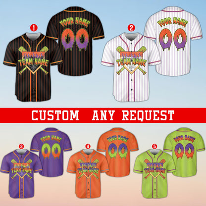 Multicolor halloween baseball jersey front view