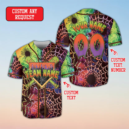 Detailed front view of the custom baseball jersey in multicolor