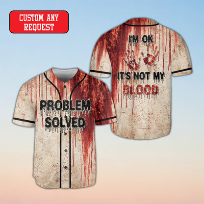 Detailed front view of the beige halloween baseball jersey
