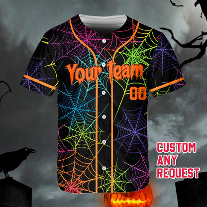 Another front angle of the spooky Halloween baseball jersey