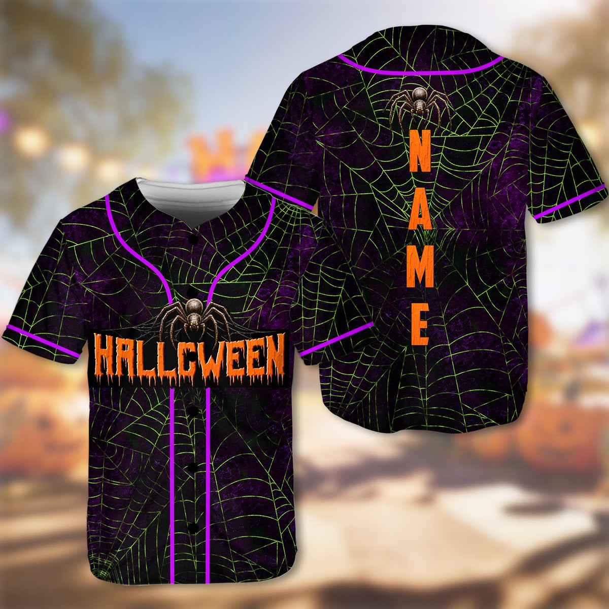 Upper front view highlighting the spider graphic on the chest