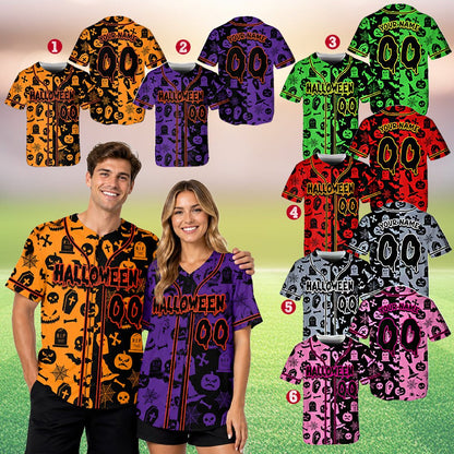 Personalized gray halloween baseball jersey alternate front view