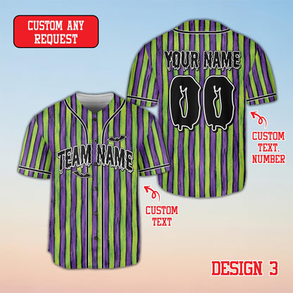 Front view of personalized multicolor halloween baseball jersey variation 8