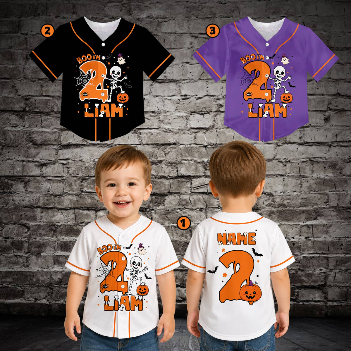Lifestyle view of a custom name and number baseball jersey for halloween