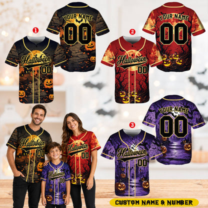 Lifestyle view of the custom halloween baseball jersey