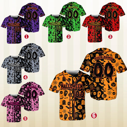 Multicolor halloween baseball jersey alternate detail view