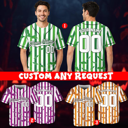 Additional view of multicolor striped halloween baseball jersey