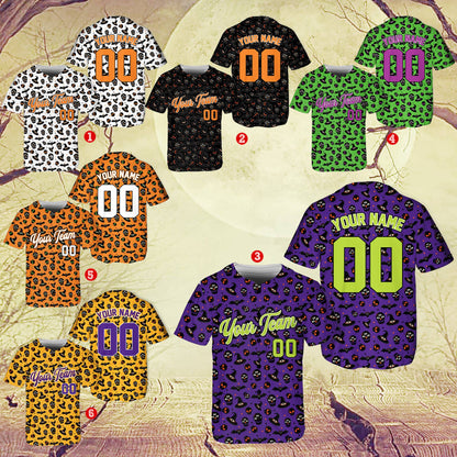 Third multicolor view of the halloween baseball jersey pattern
