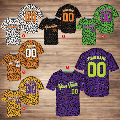 Fifth multicolor view of the halloween baseball jersey