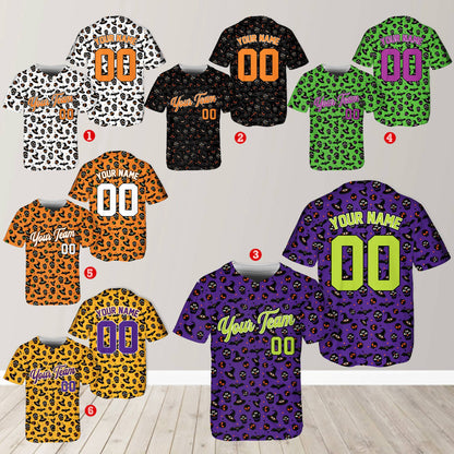 Multicolor view showing the personalized halloween baseball jersey design
