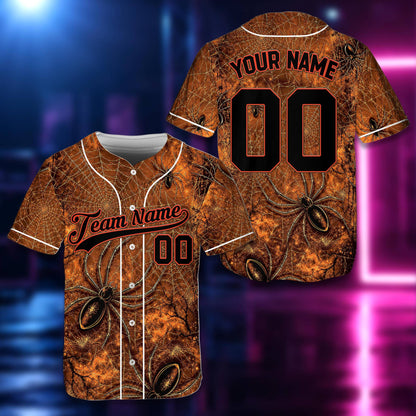 Orange personalized halloween baseball jersey front view