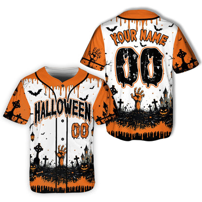 Personalized Halloween baseball jersey with custom name and number, main view