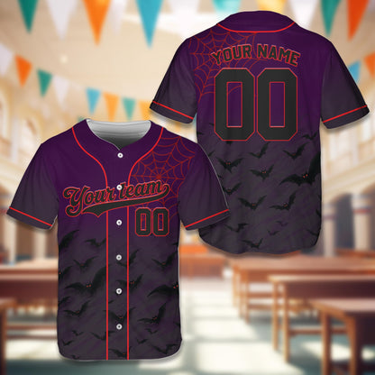 Dark purple custom name baseball jersey front view