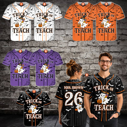 Multicolor view of the personalized Halloween baseball jerseys