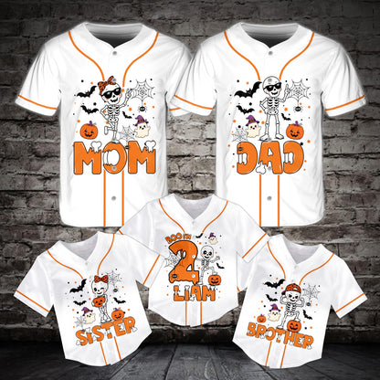 Front view of personalized halloween baseball jersey with custom name and number