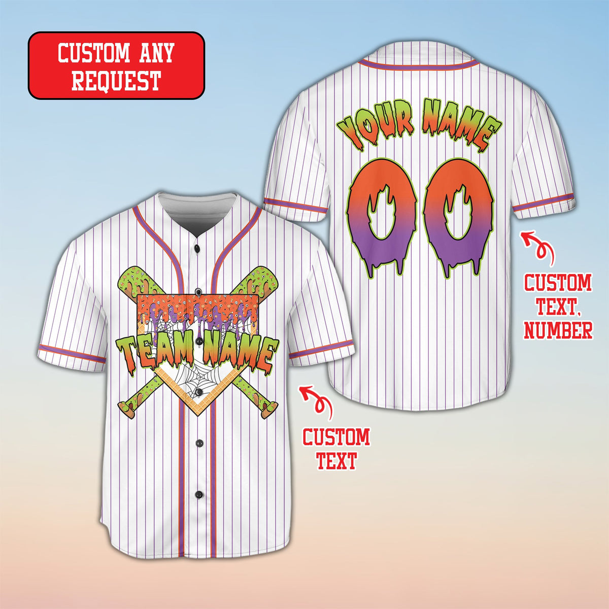 White personalized baseball jersey front view