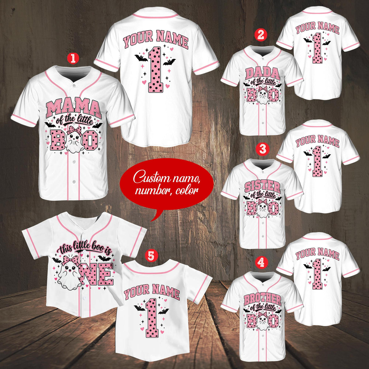 Halloween themed baseball jersey for adults, front view